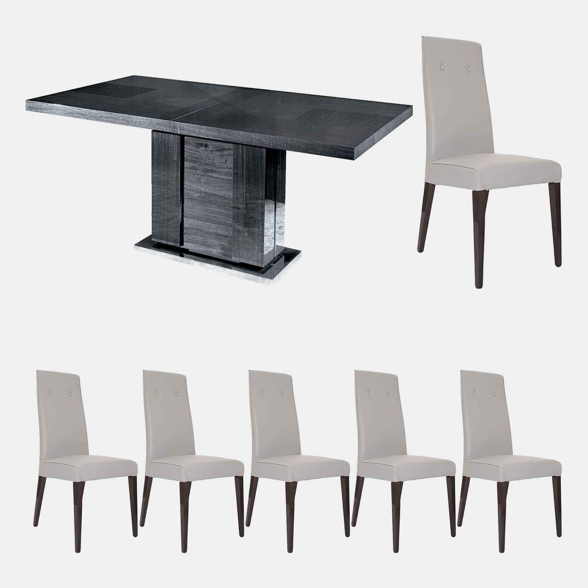 Antibes - 196cm Extending Dining Table With 6 Chairs In PU