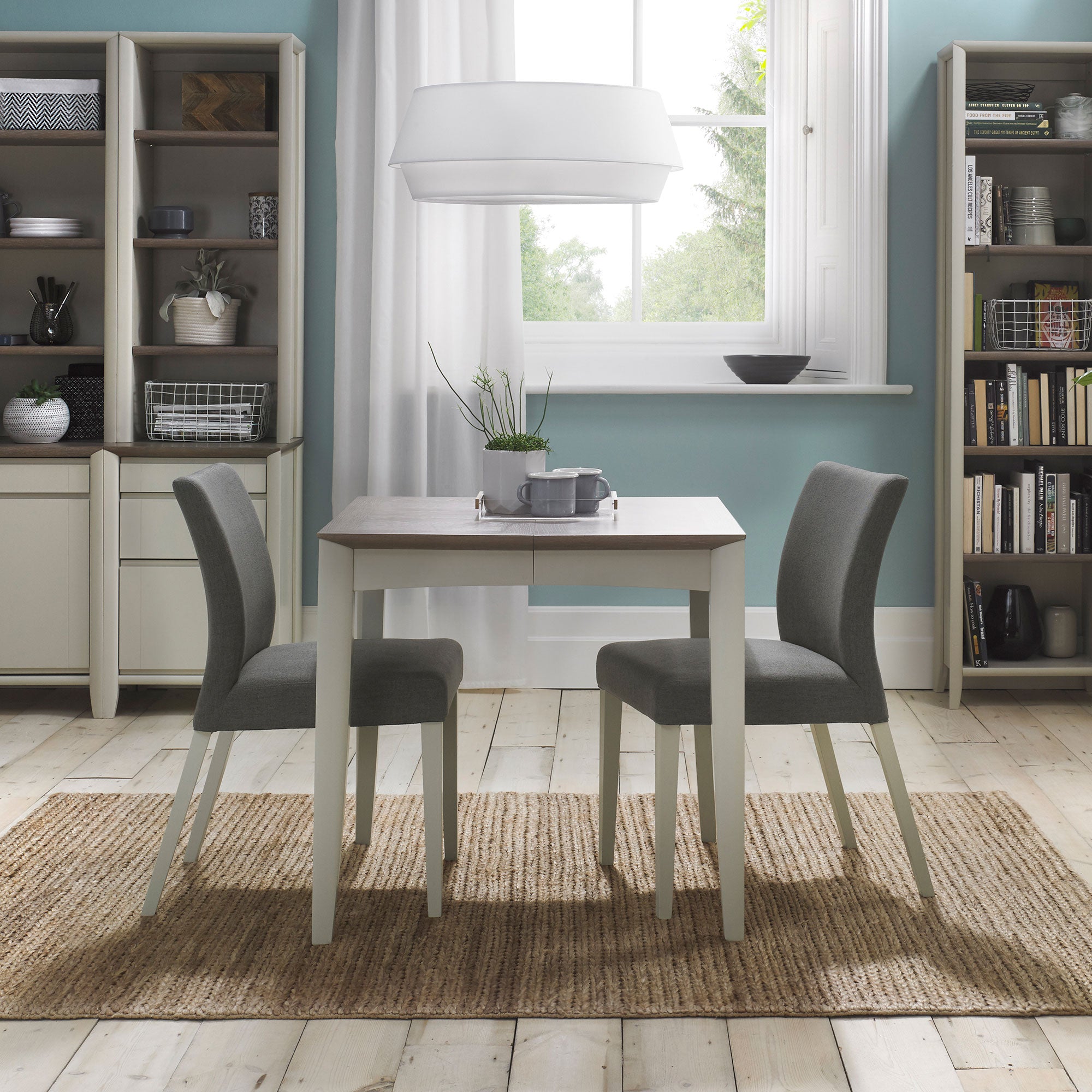 4-6 Extending Dining Table In Grey Washed Oak With Soft Grey Finish