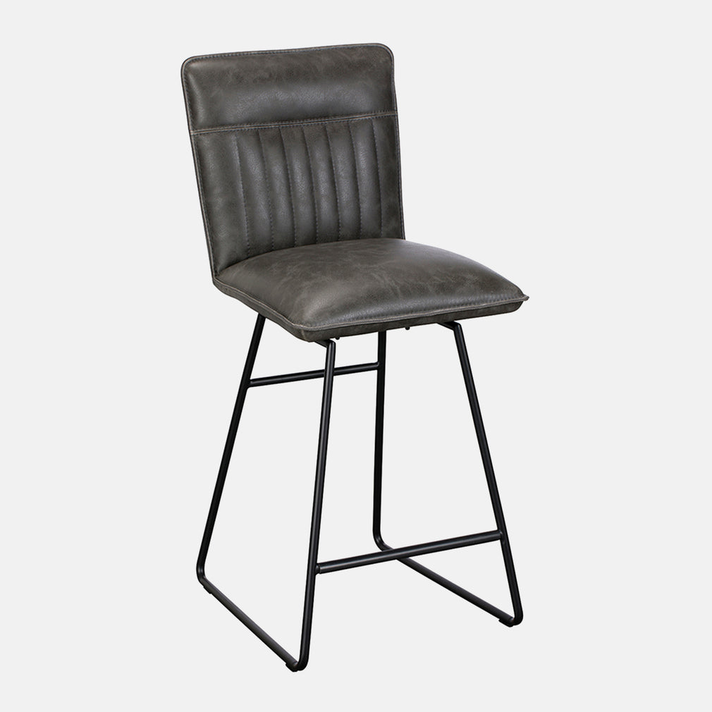 Swivel Bar Stool In Grey PU Leather