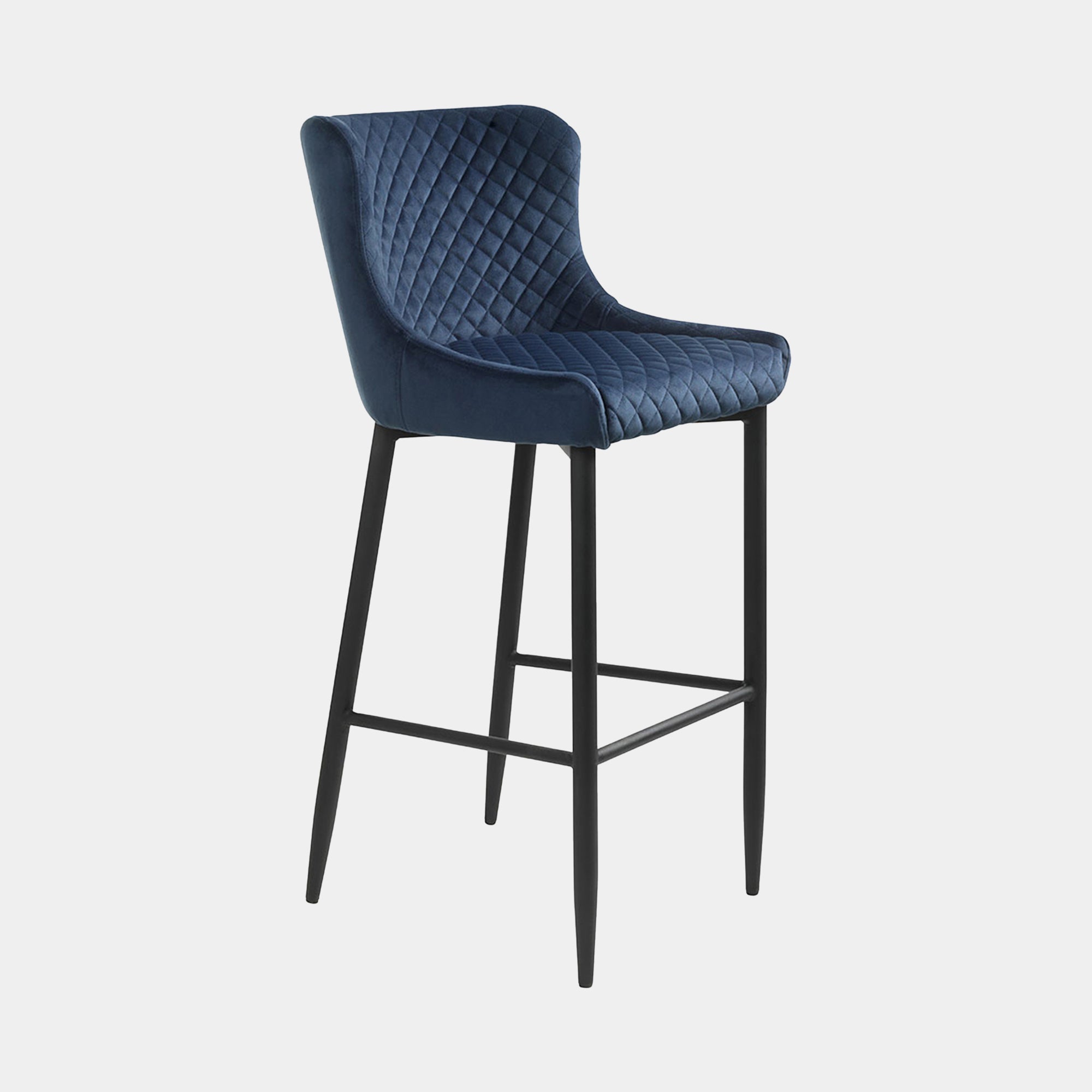 Counter Bar Stool In Blue Velvet