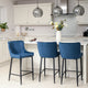 Counter Bar Stool In Blue Velvet