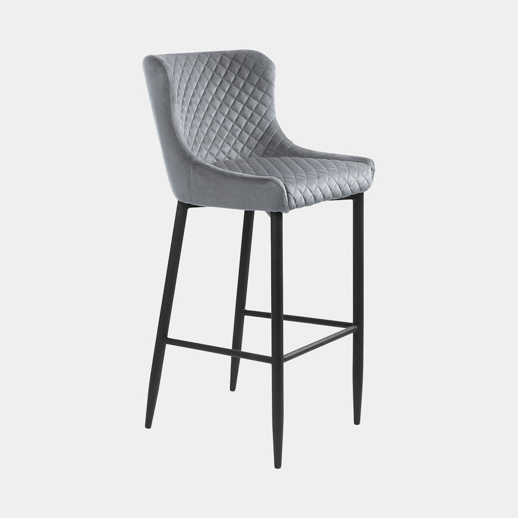 Counter Bar Stool  In Grey Velvet