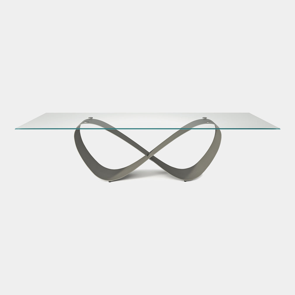 Cattelan Italia Butterfly - Dining Table Clear Glass & Brushed Grey Base 240x100cm