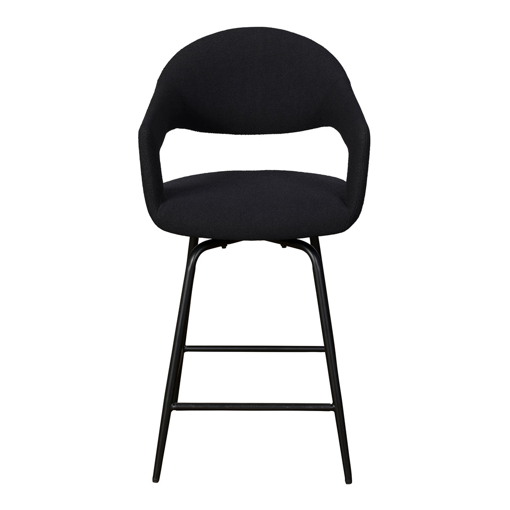 Swivel Bar Stool In Black Boucle