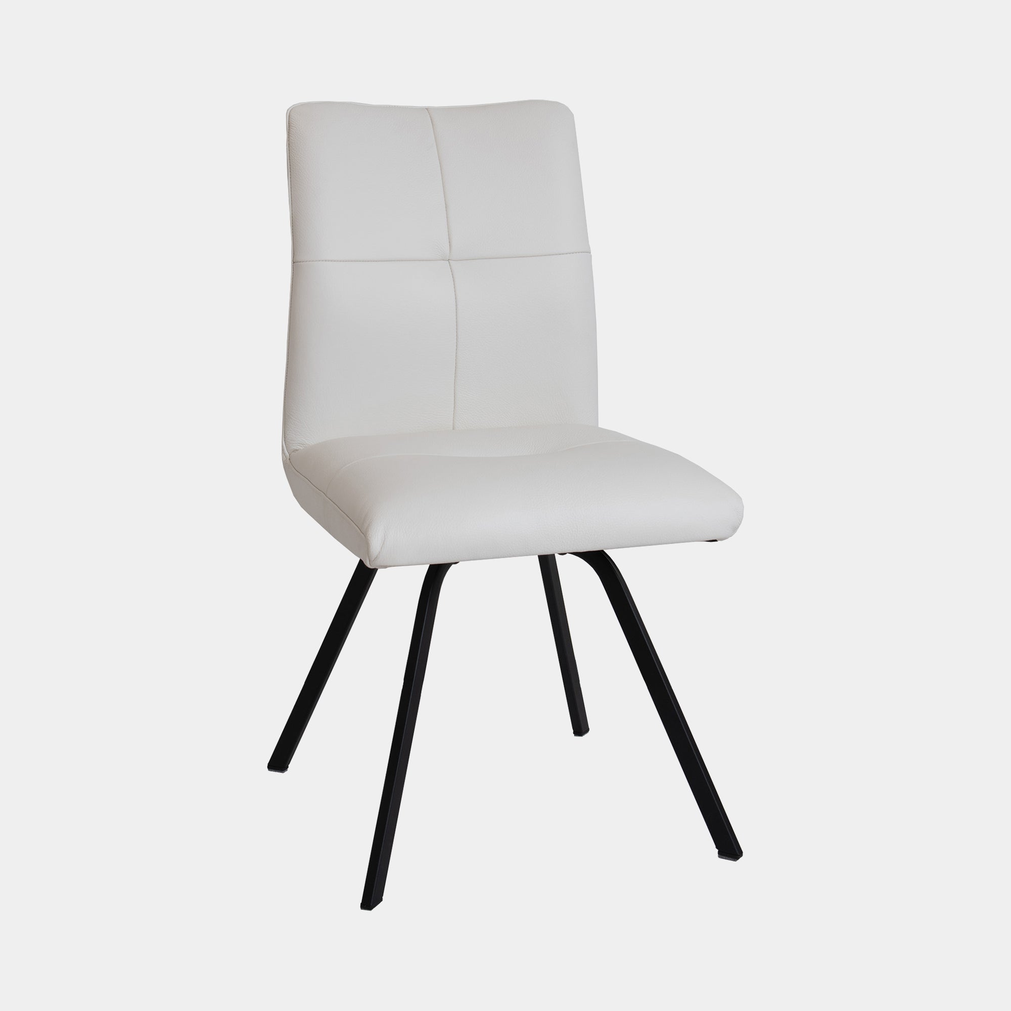 Clover - Dining Chair With 'A' Black Metal Leg In Soleda 448 White Leather