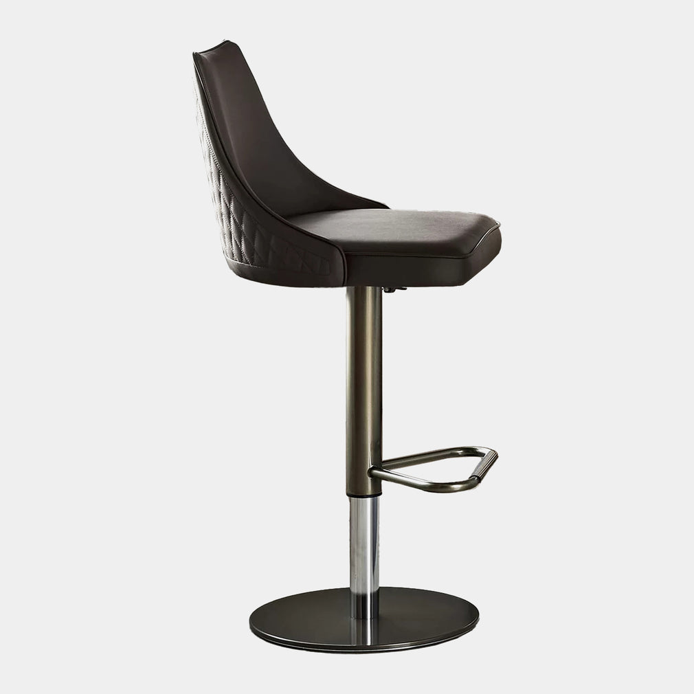 Swivel Bar Stool Metal Frame Quilted Back In Eco Leather Self Piped