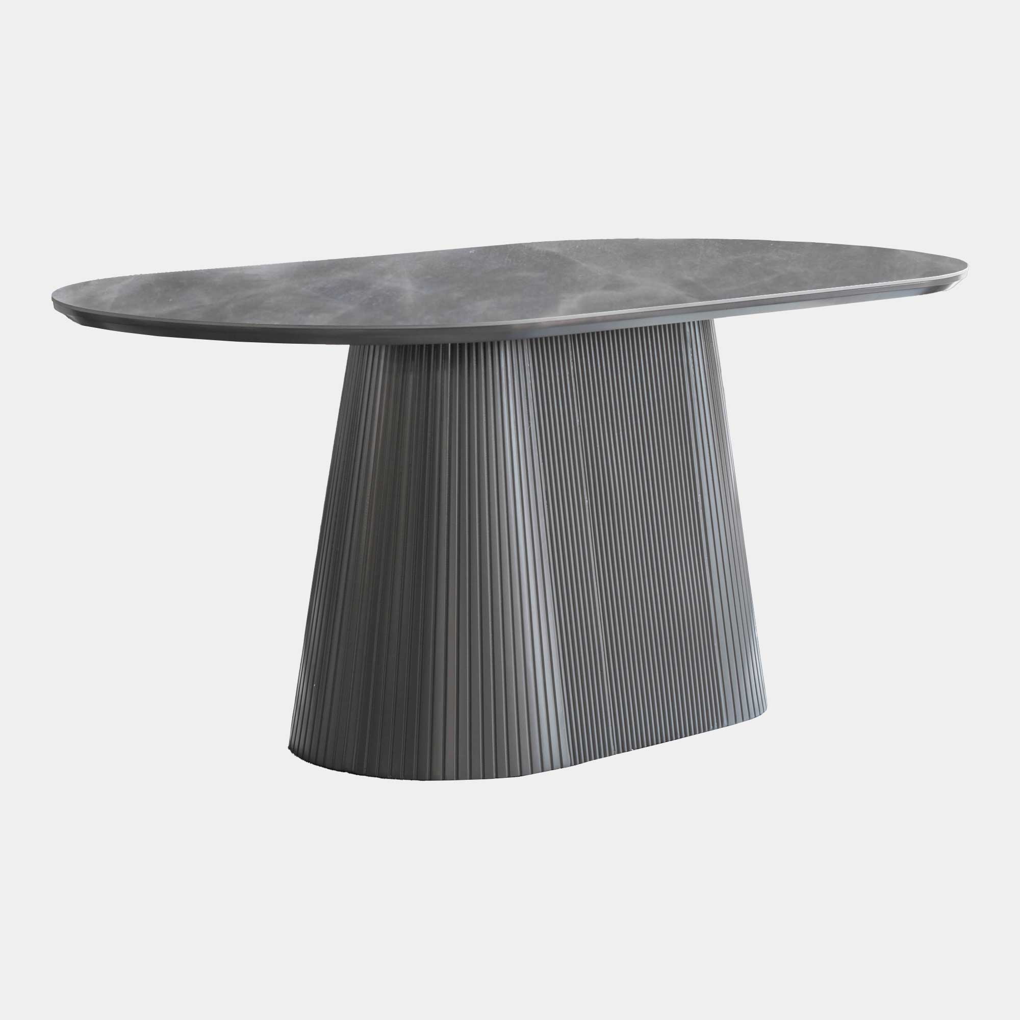 Dario - 180cm Dining Table With Dark Grey Sintered Stone Top & 6 Grey Fabric Chairs