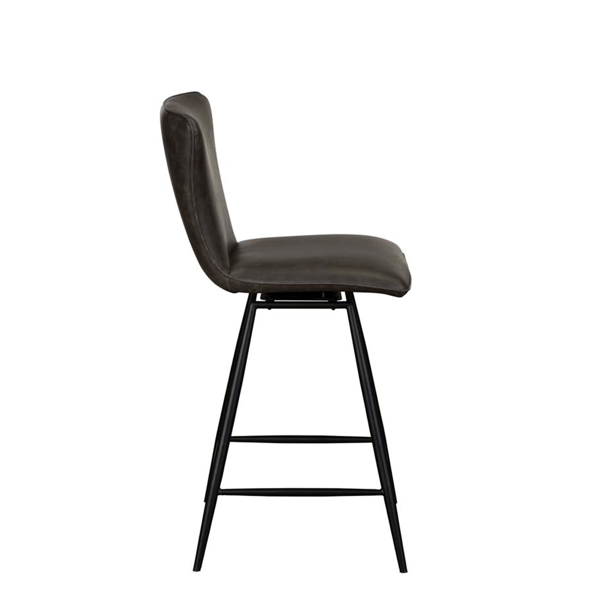 Swivel Bar Stool In Dark Grey PU