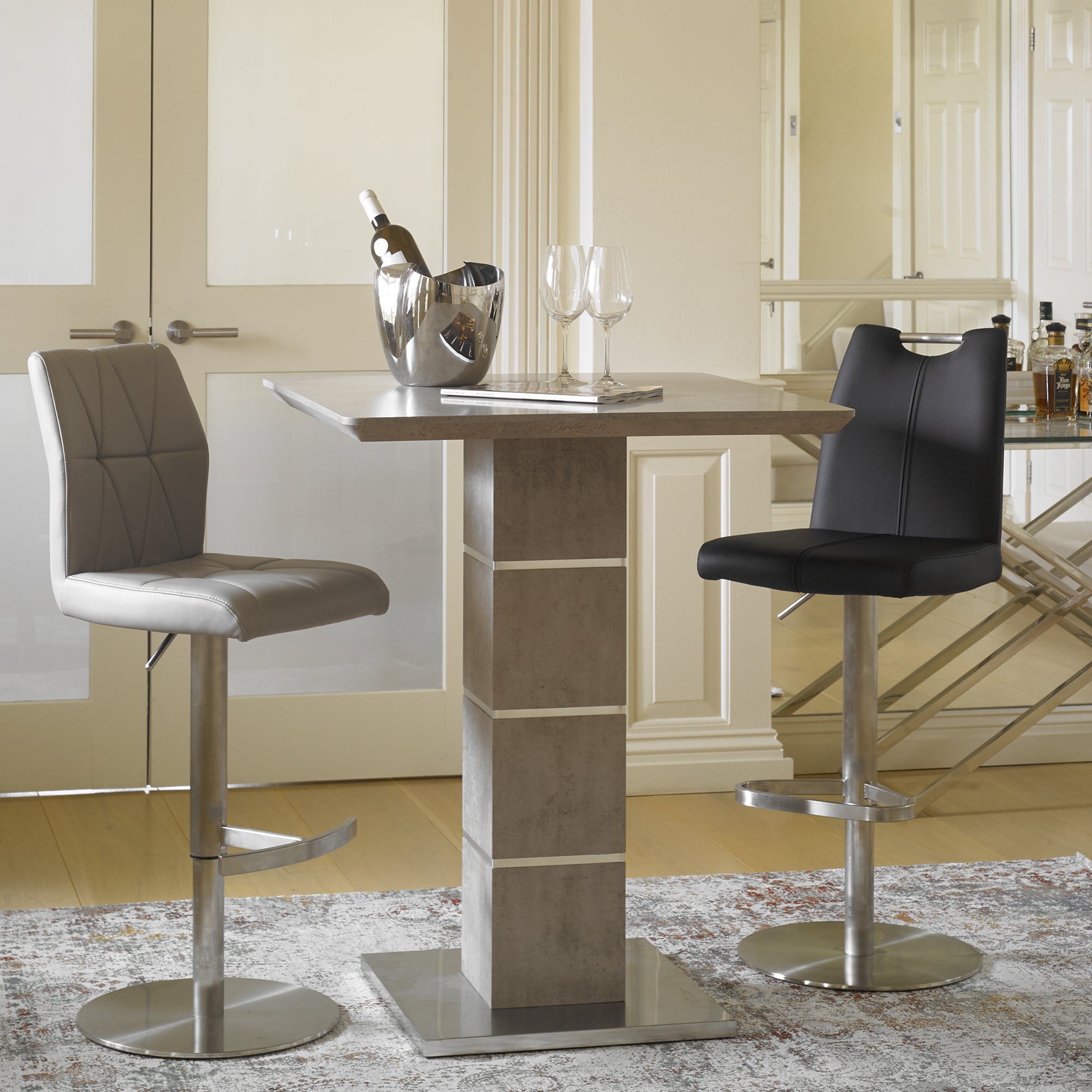 Light Grey PU Bar Stool (Assembly Required)