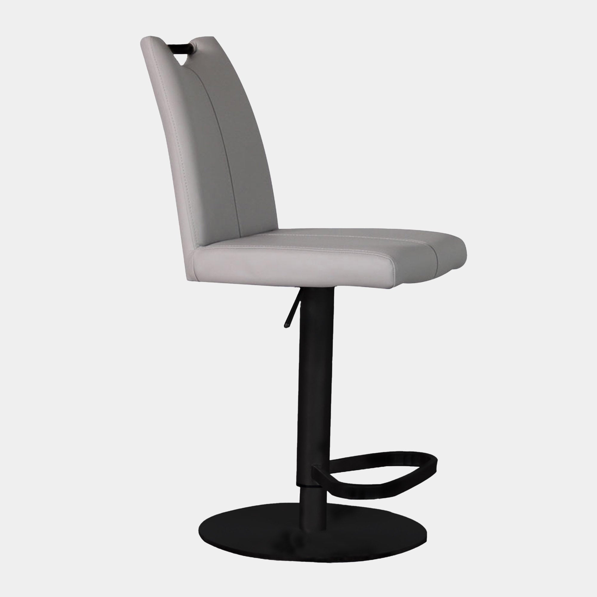 Ede - Light Grey PU Bar Stool With Black Metal Base