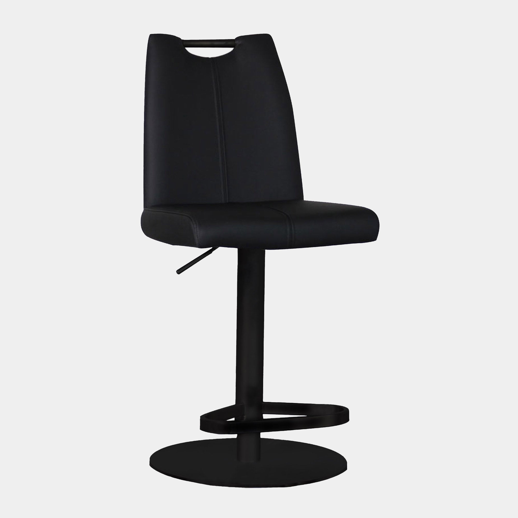 Ede - Black PU Bar Stool With Black Metal Base