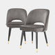 Set Of 2 Dining Chairs Savona Grey Velvet Black Faux Leather Piping