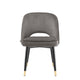 Set Of 2 Dining Chairs Savona Grey Velvet Black Faux Leather Piping