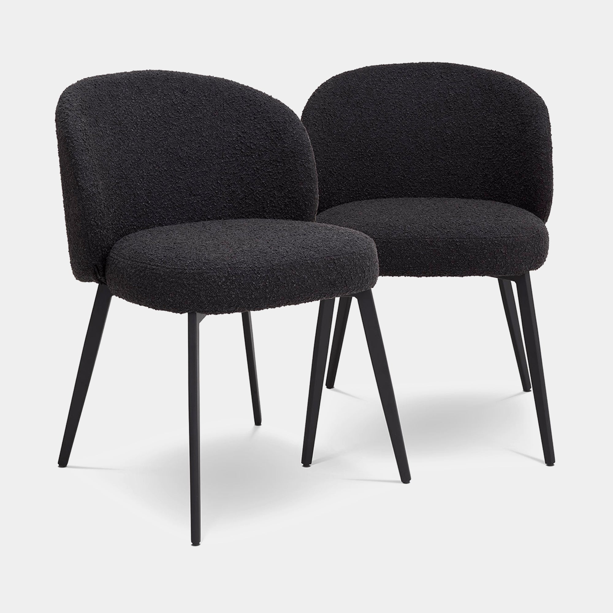 Set Of 2 Dining Chairs Boucle Black