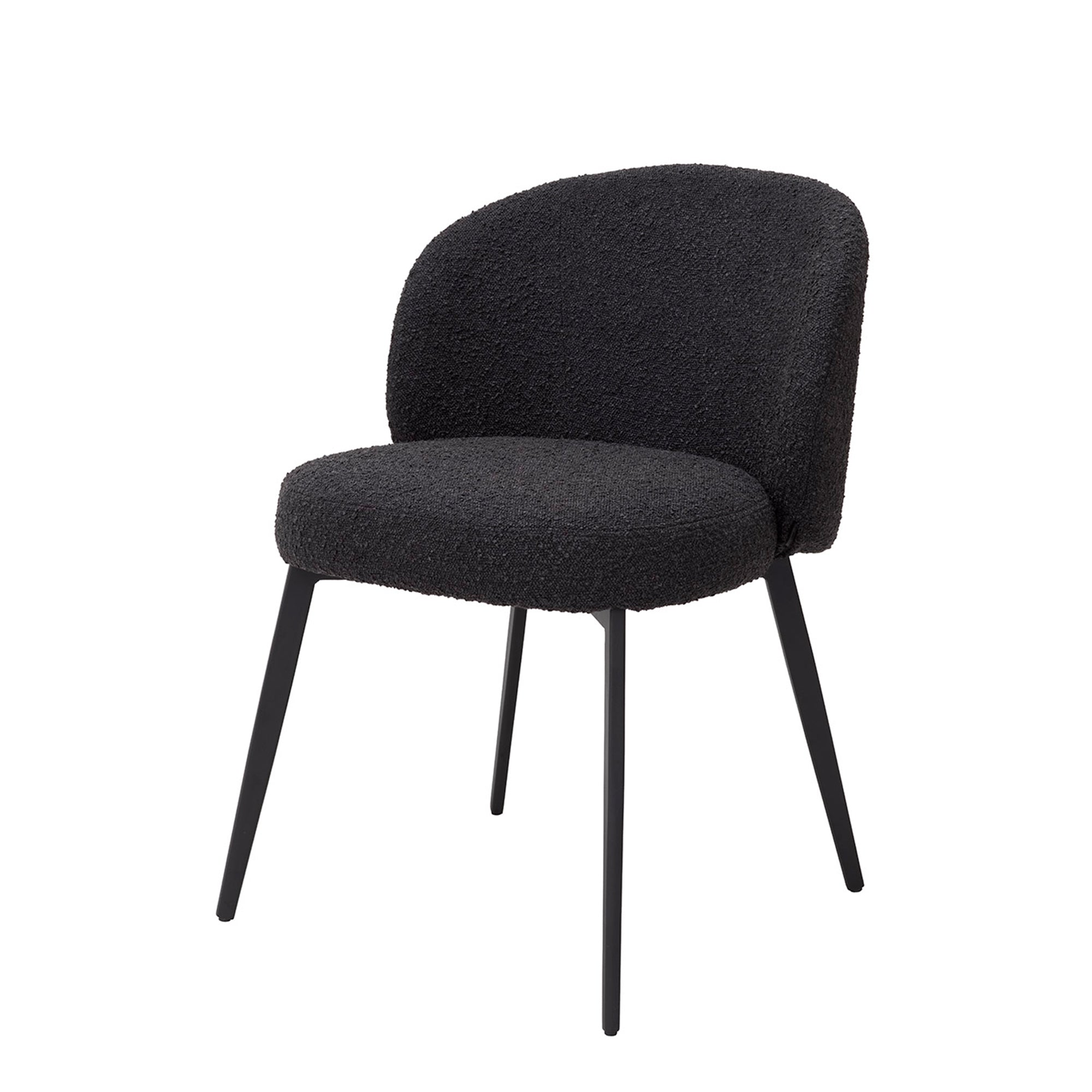 Set Of 2 Dining Chairs Boucle Black