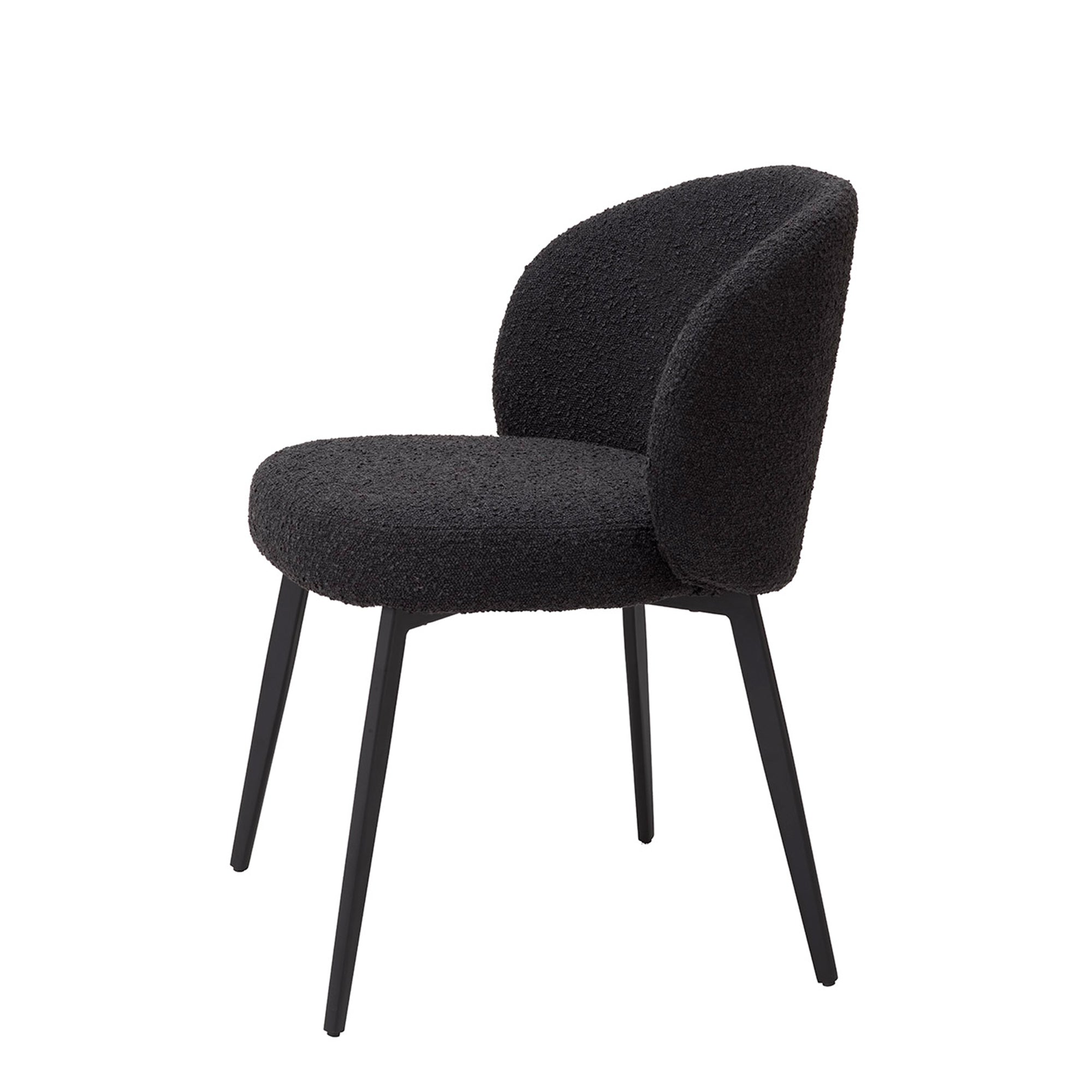 Set Of 2 Dining Chairs Boucle Black