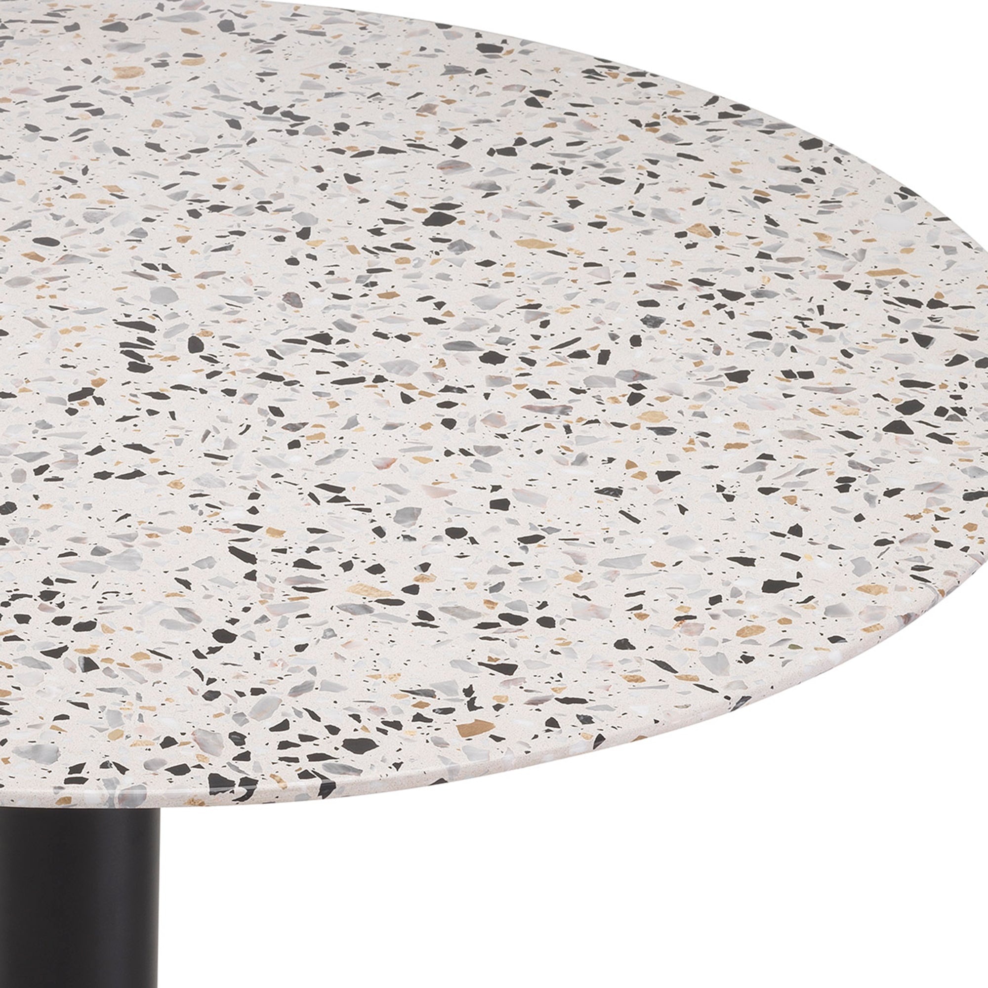 80cm Round Dining Table Terazzo Top Black/Brushed Brass Finish