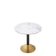 80cm Round Dining Table White Ceramic Marble Top Black/Brushed Brass Finish