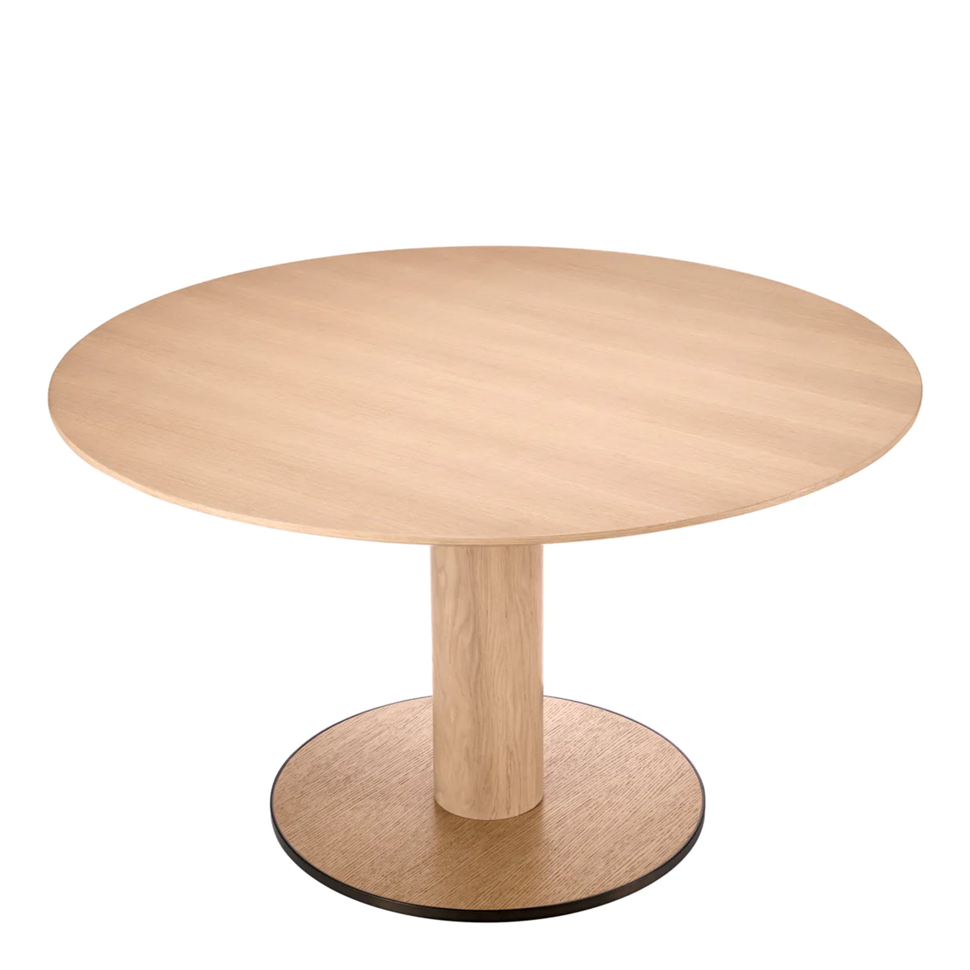 132cm Round Dining Table - Natual Oak Veneer/Bronze Finish