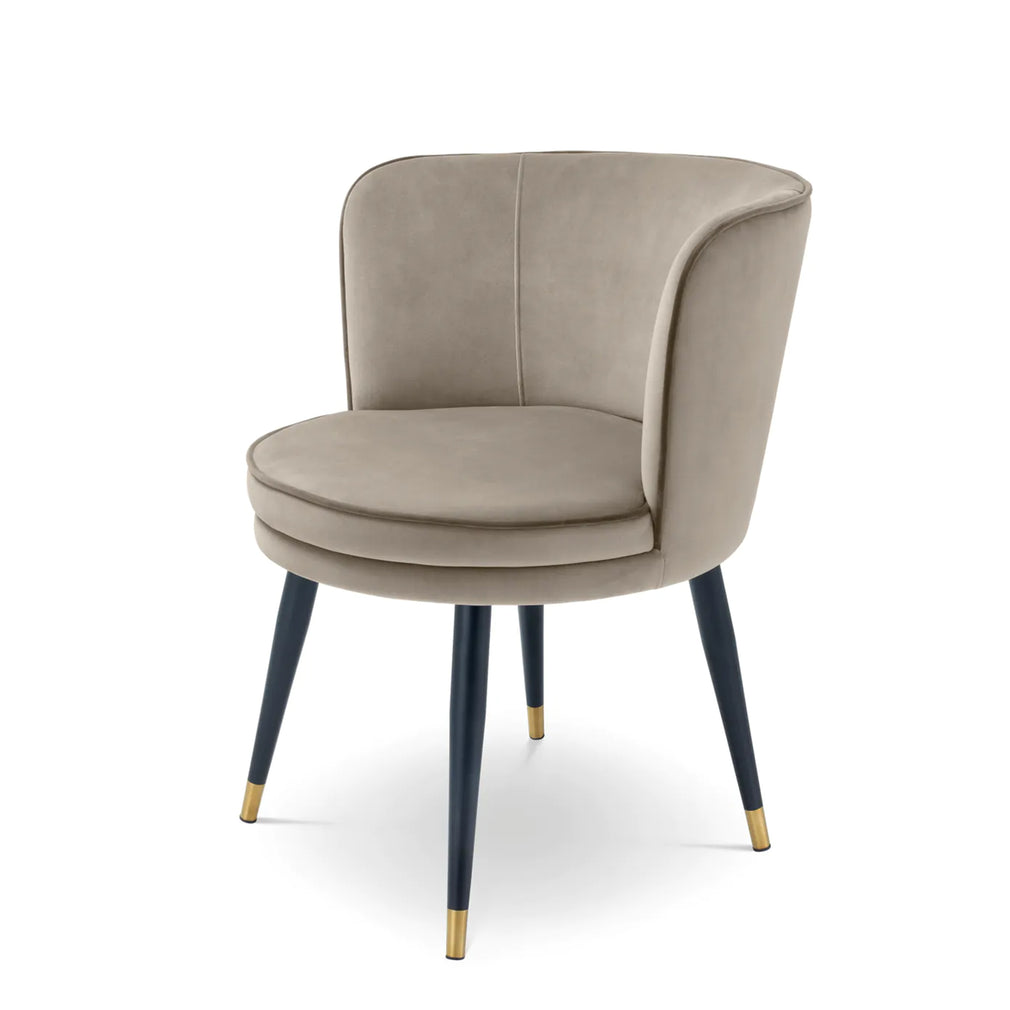 Eichholtz Grenada - Dining Chair Savona Greige Velvet and Grey Velvet Piping