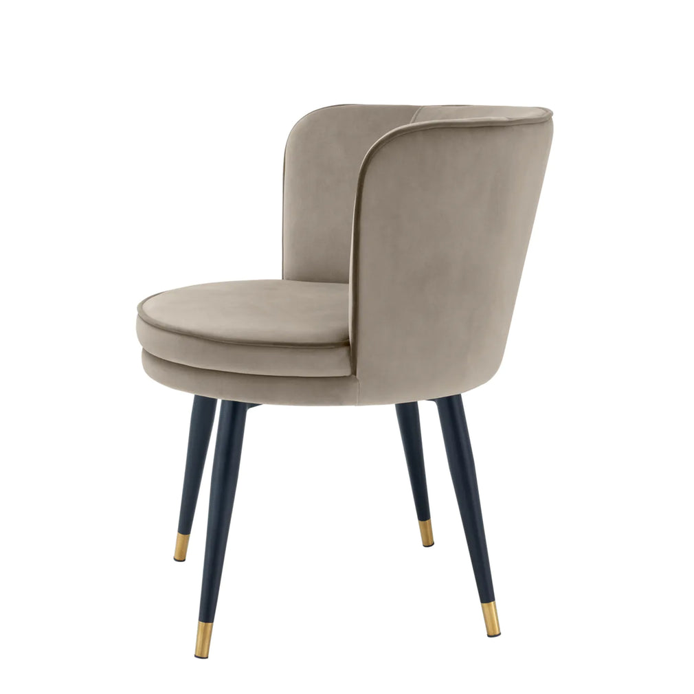 Eichholtz Grenada - Dining Chair Savona Greige Velvet and Grey Velvet Piping