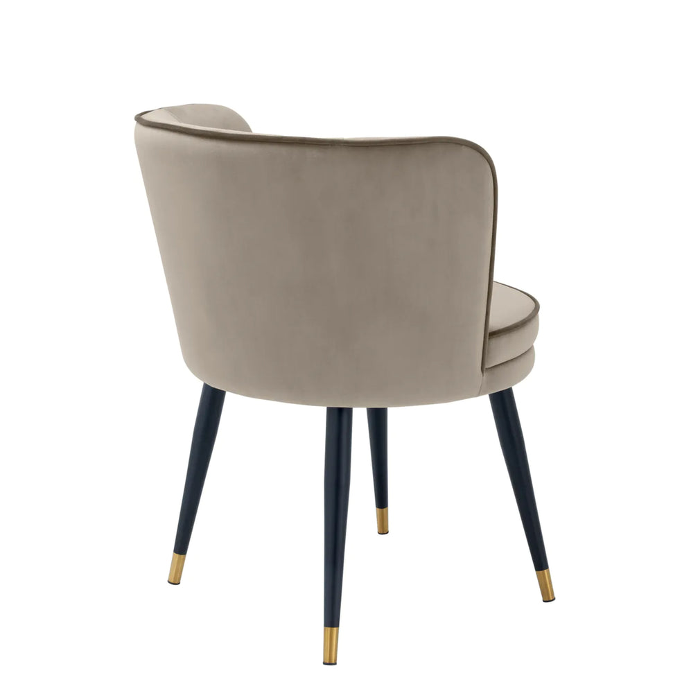 Eichholtz Grenada - Dining Chair Savona Greige Velvet and Grey Velvet Piping