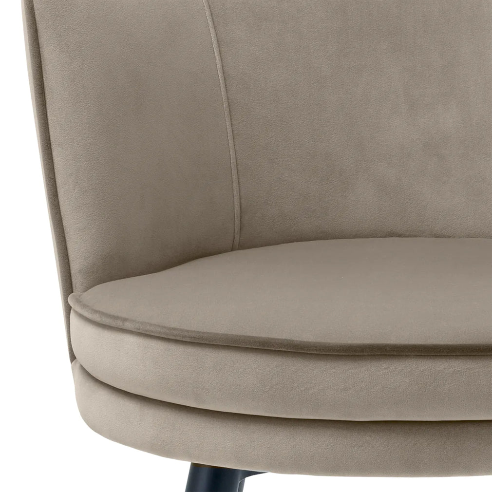 Eichholtz Grenada - Dining Chair Savona Greige Velvet and Grey Velvet Piping