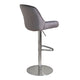 Swivel Bar Stool In Dark Grey Velvet With Brushed Stainless Steel Round Base