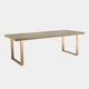 230cm Rectangular Dining Table Washed Oak/Brass Finish