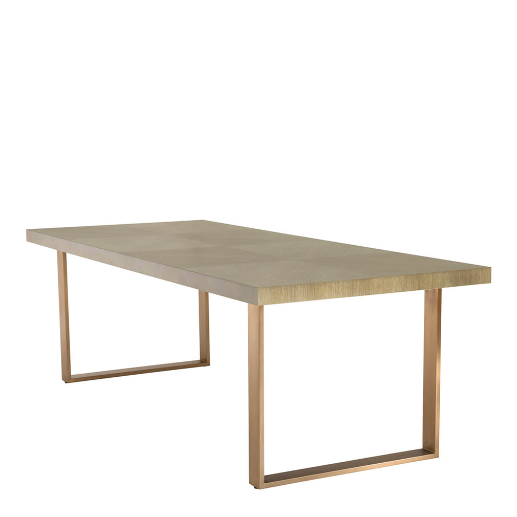 230cm Rectangular Dining Table Washed Oak/Brass Finish