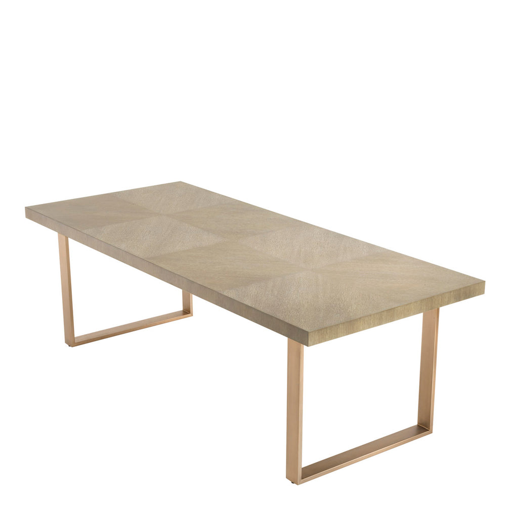 230cm Rectangular Dining Table Washed Oak/Brass Finish