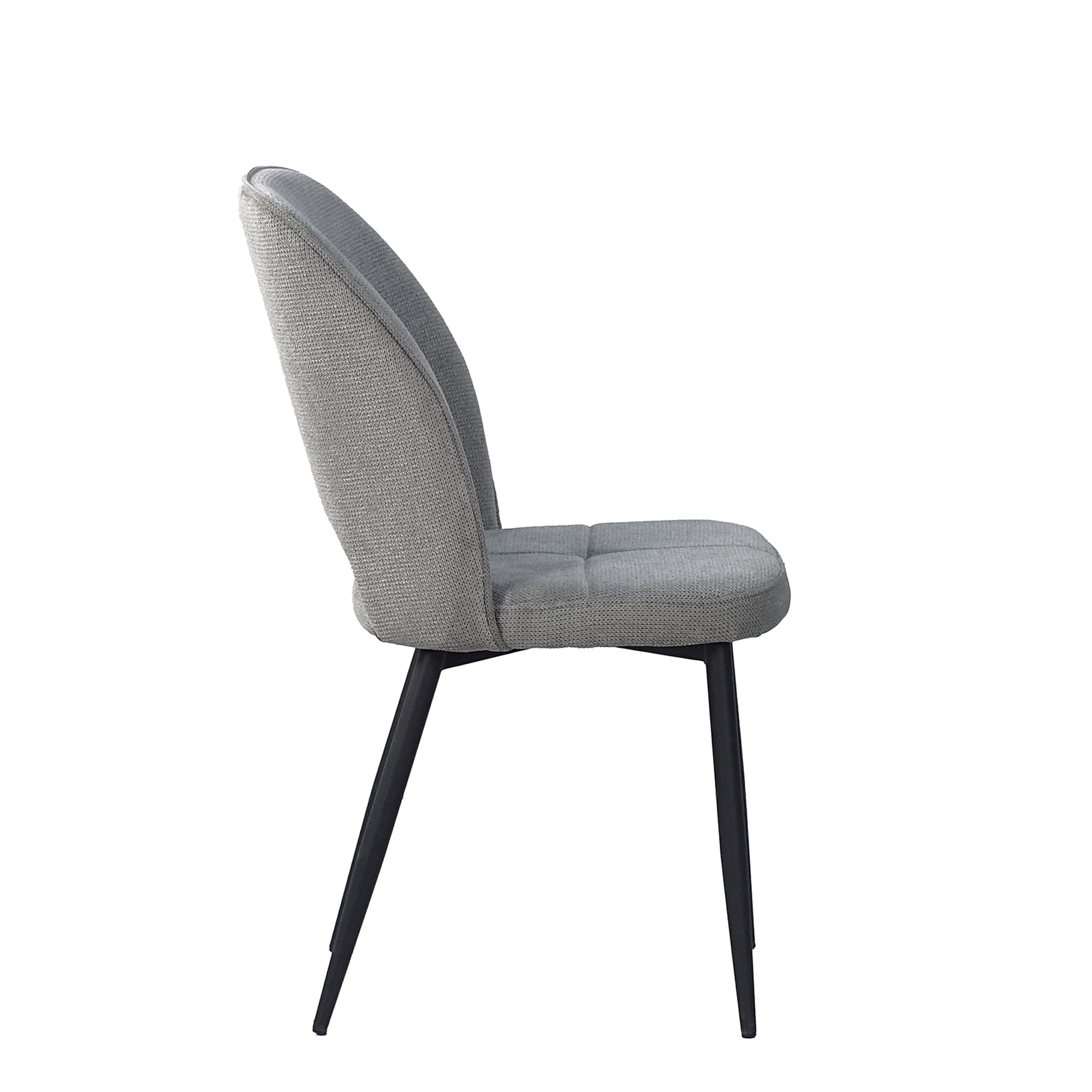 Finn - Dining Chair in Fabric With Black Powder Coated Legs Grey