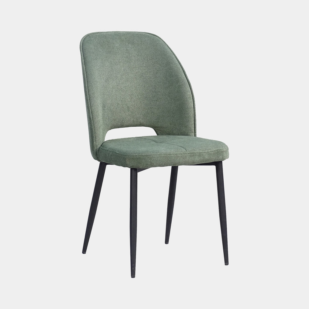 Finn - Dining Chair in Fabric With Black Powder Coated Legs Green