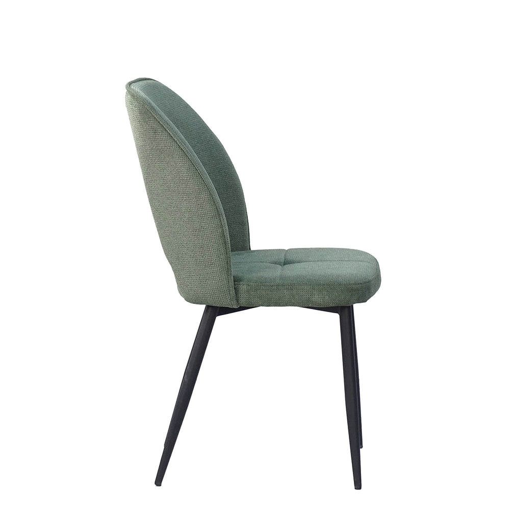 Finn - Dining Chair in Fabric With Black Powder Coated Legs Green