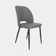 Dining Chair Dark Grey PU Upholstered With Black Powder Coated Legs