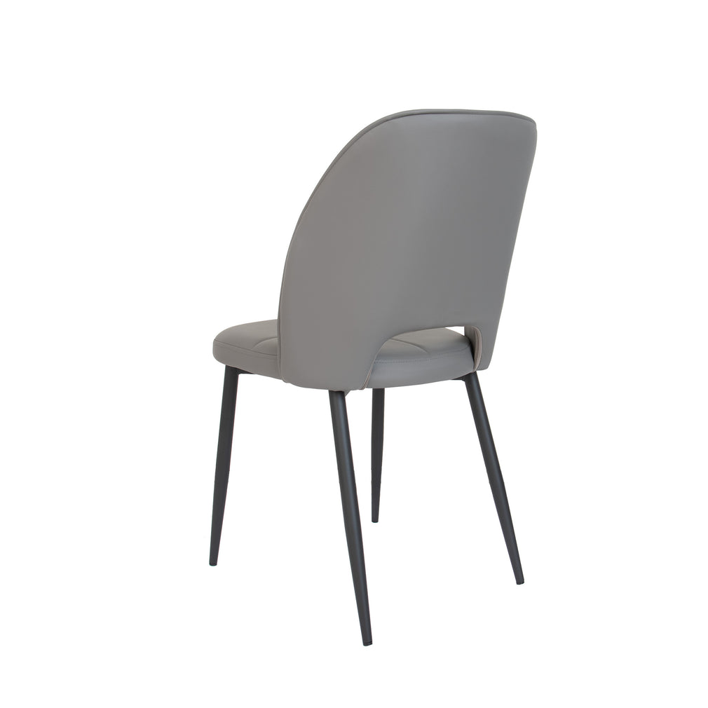 Dining Chair Dark Grey PU Upholstered With Black Powder Coated Legs