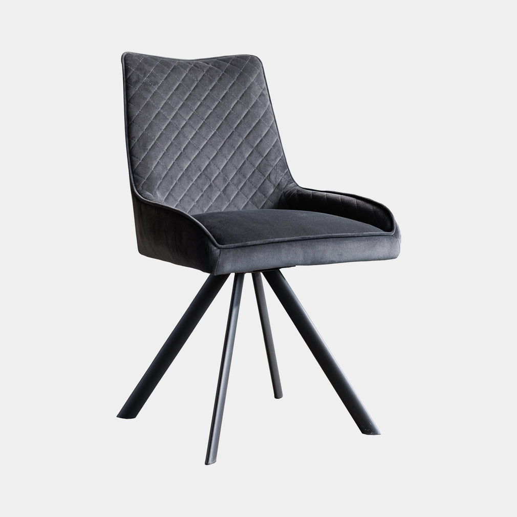 Katie - Swivel Dining Chair Dark Grey Velvet