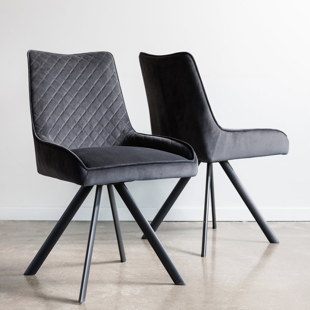 Katie - Swivel Dining Chair Dark Grey Velvet