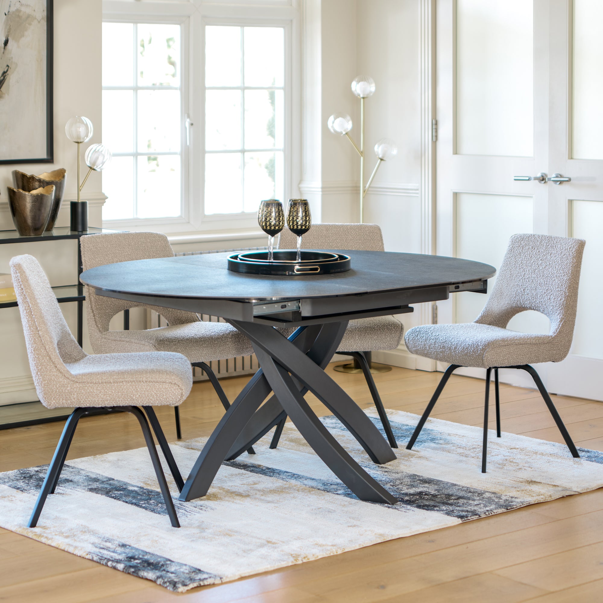 120cm Ext Dining Table Grey Ceramic