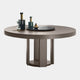 140cm Round Ext Dining Table with Stainless Steel Detail Oak/Walnut Matte Finish