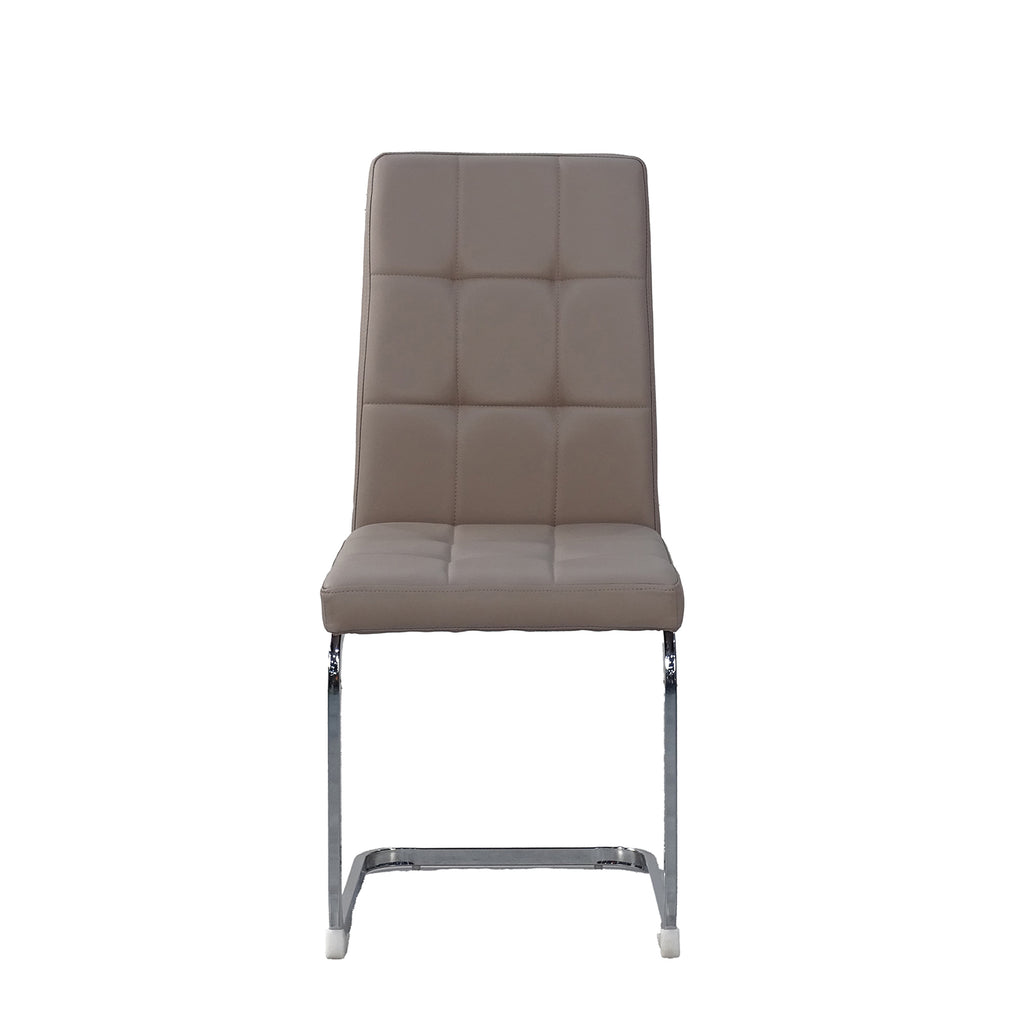 Lucas - Cantilever Dining Chair In PU With Chrome Base Taupe