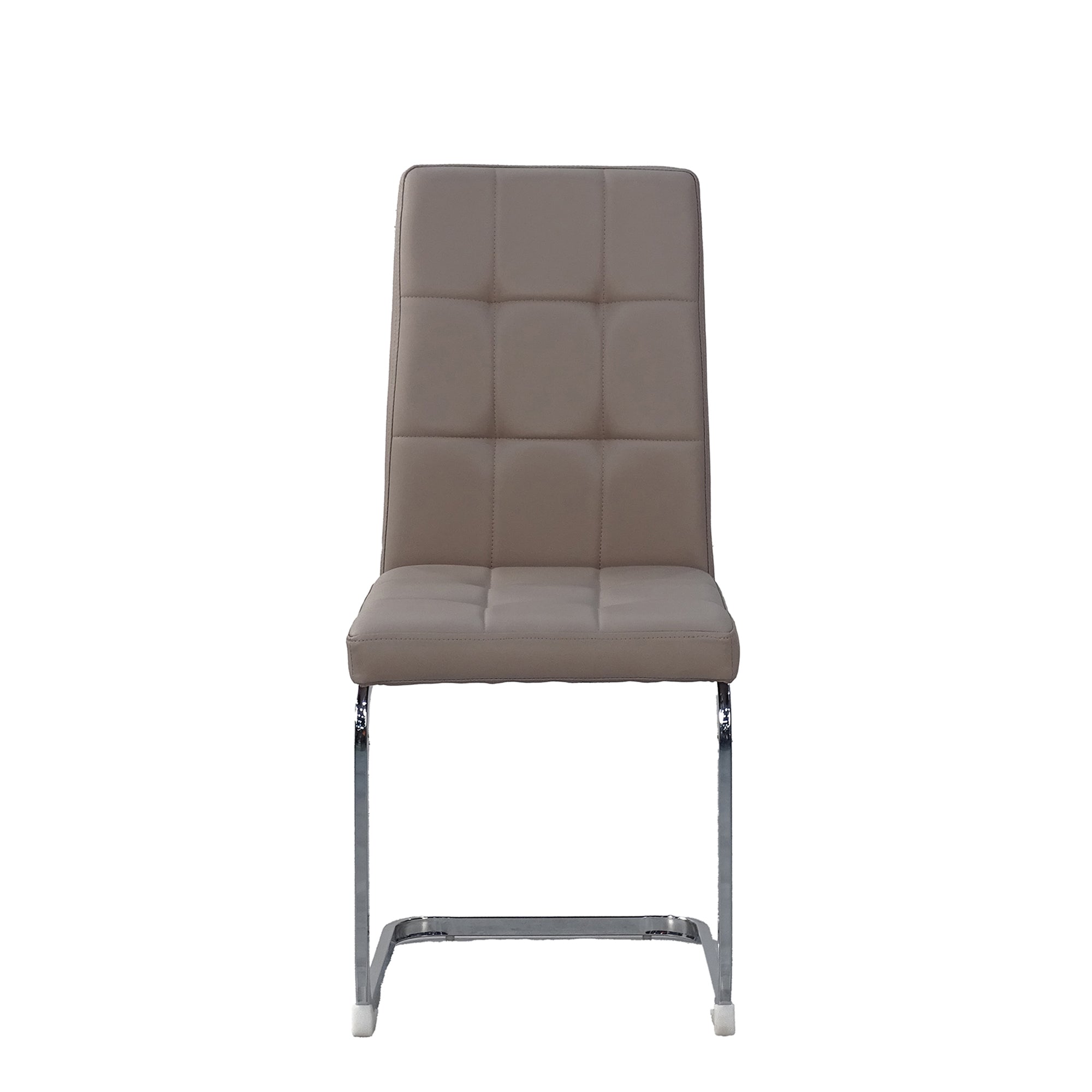 Lucas - Cantilever Dining Chair In PU With Chrome Base Taupe