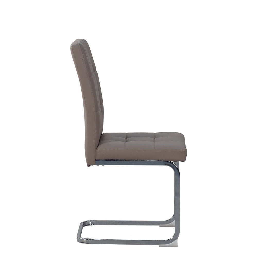 Lucas - Cantilever Dining Chair In PU With Chrome Base Taupe