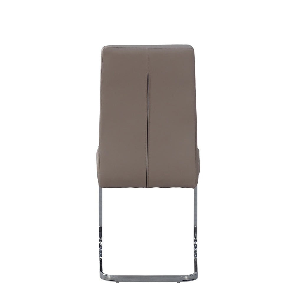 Lucas - Cantilever Dining Chair In PU With Chrome Base Taupe