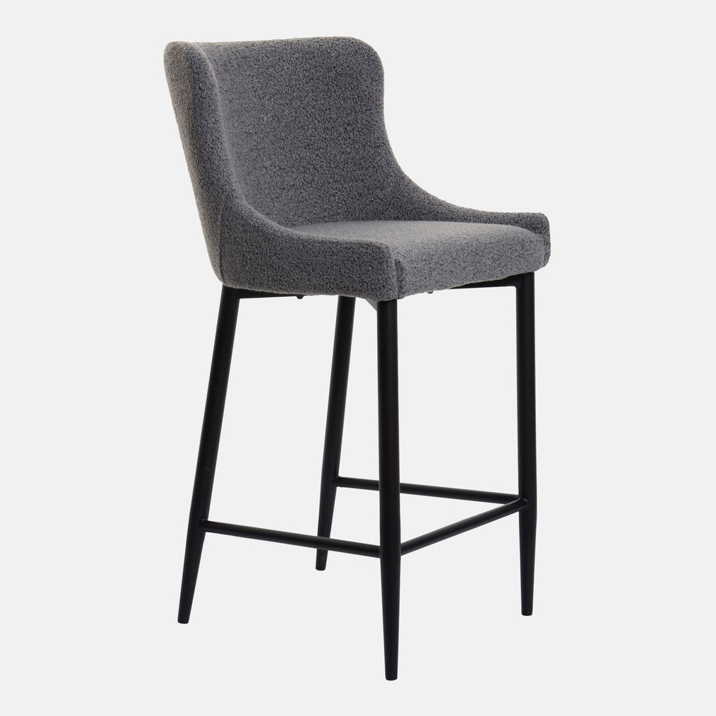 Bar Stool In Light Grey Fabric