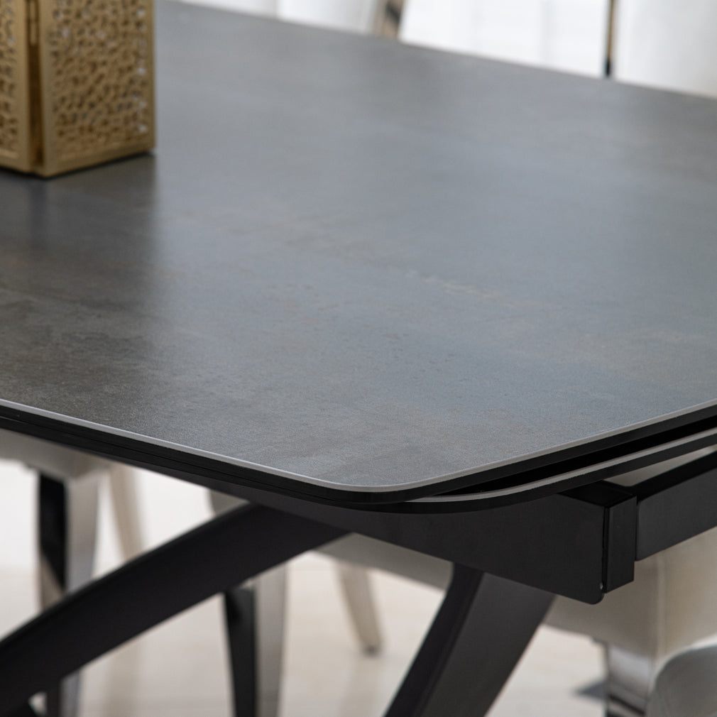 180cm Extending Dining Table With Dark Grey Ceramic Top