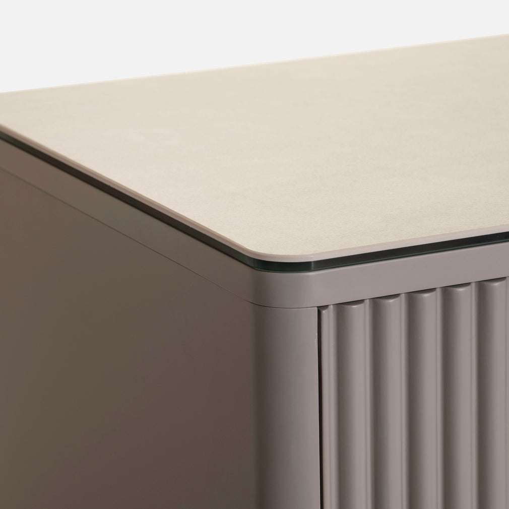 Otello - Sideboard In Beige With Salt White Ceramic Top