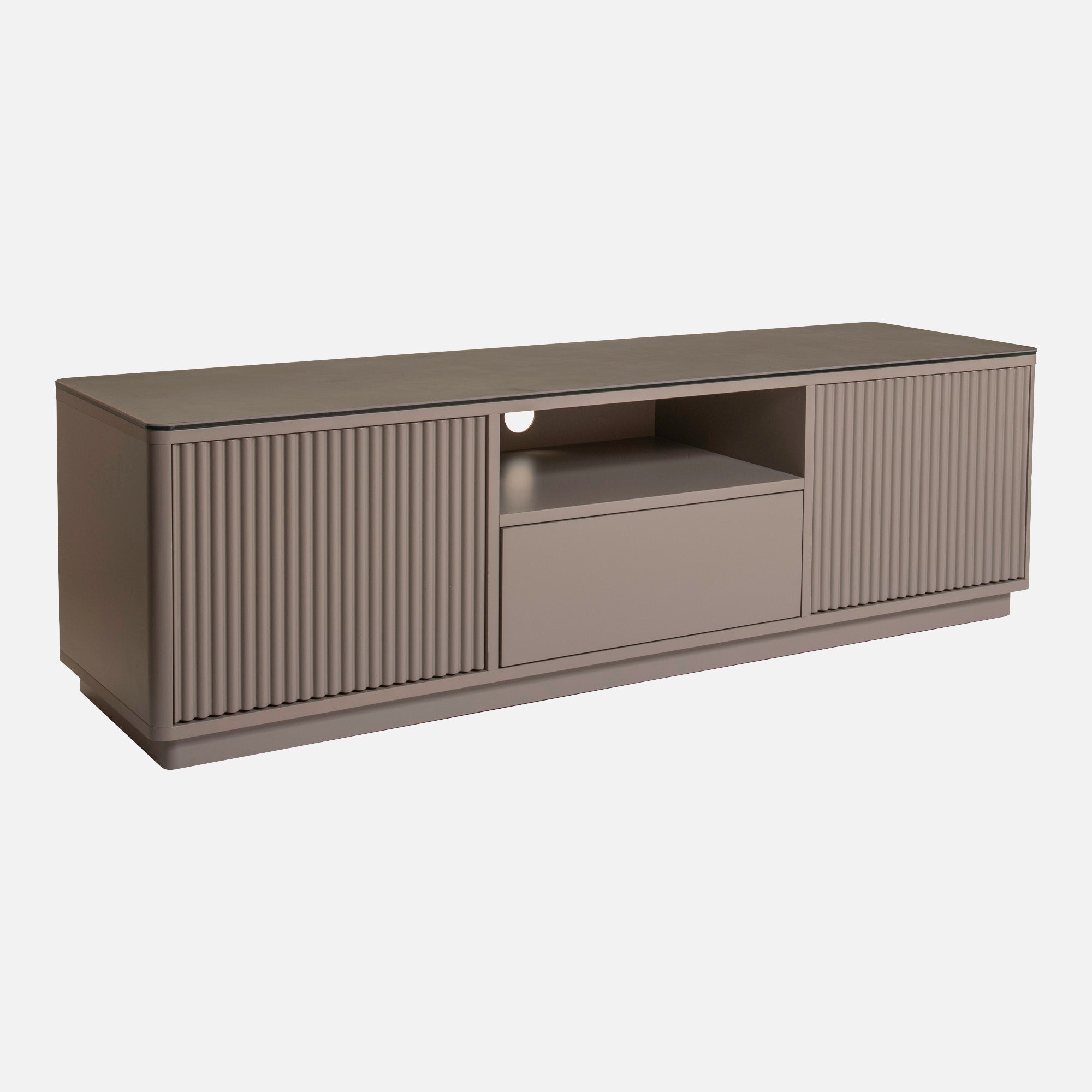 Otello - TV Cabinet In Beige With Taupe Ceramic Top