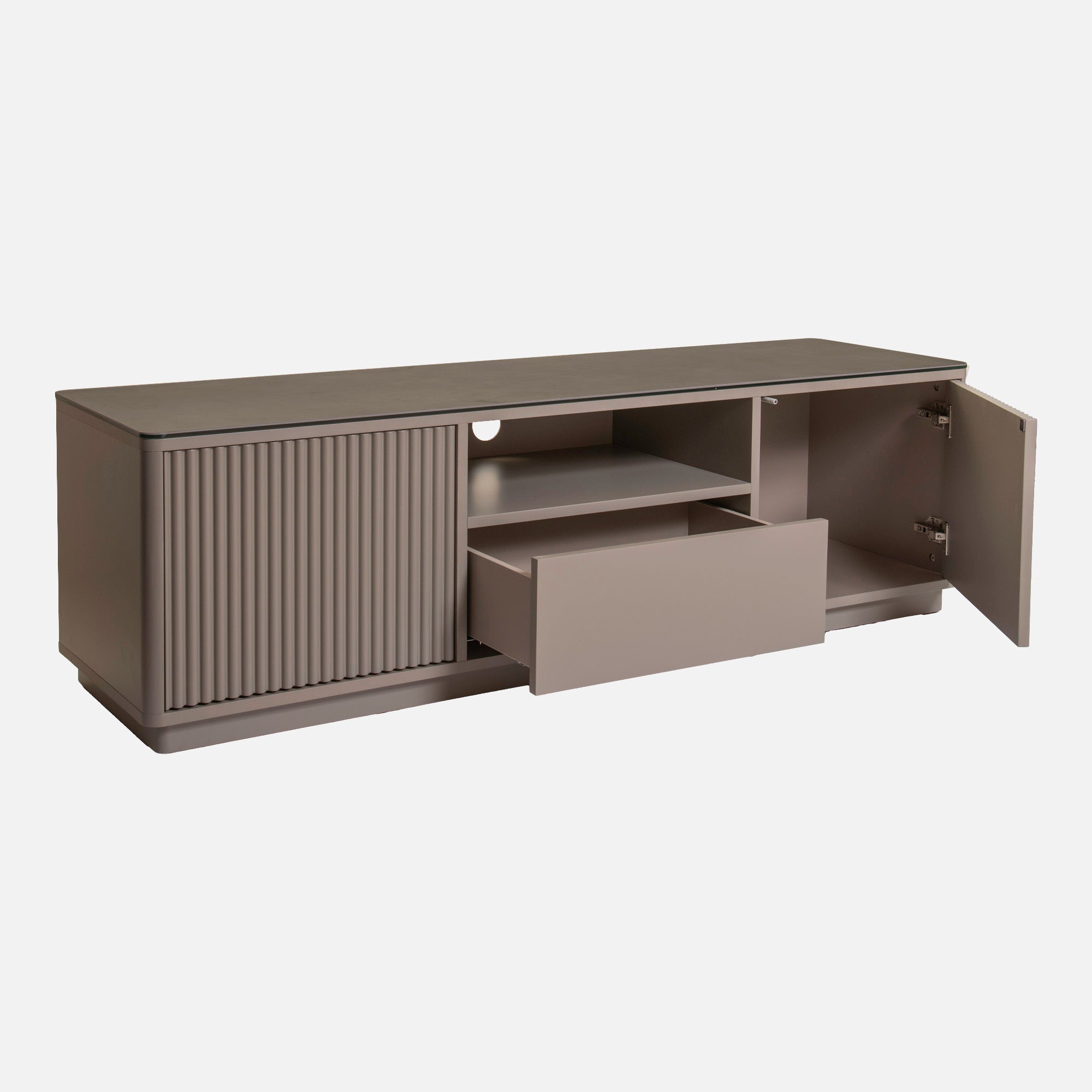 Otello - TV Cabinet In Beige With Taupe Ceramic Top