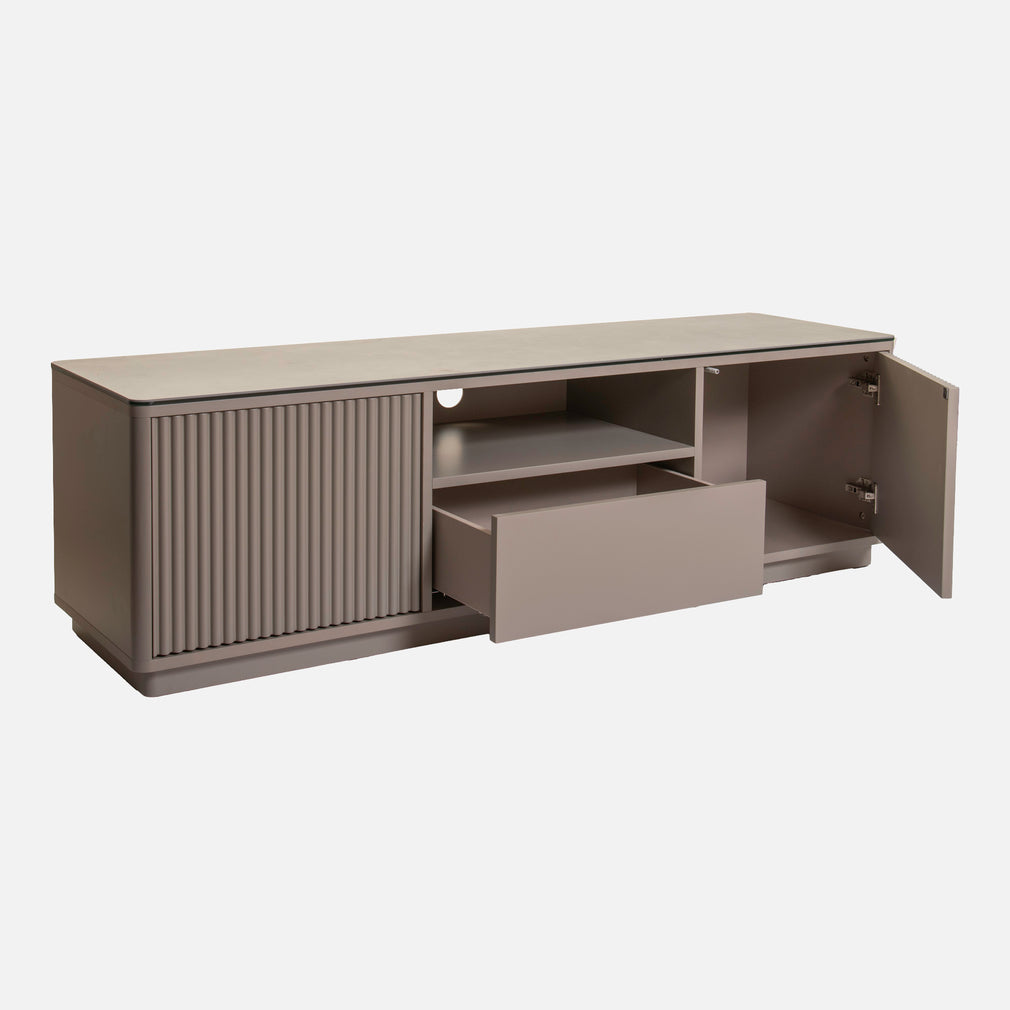 Otello - TV Cabinet In Beige With Salt White Ceramic Top